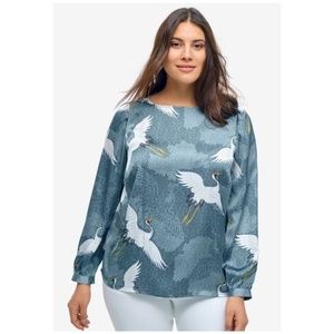 Ellos • bird print blouse top in blue from Roamans